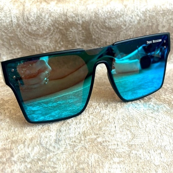 Brand New True Religion Mirrored Shield Aviator Mens Sunglasses Matte Black - Picture 5 of 16